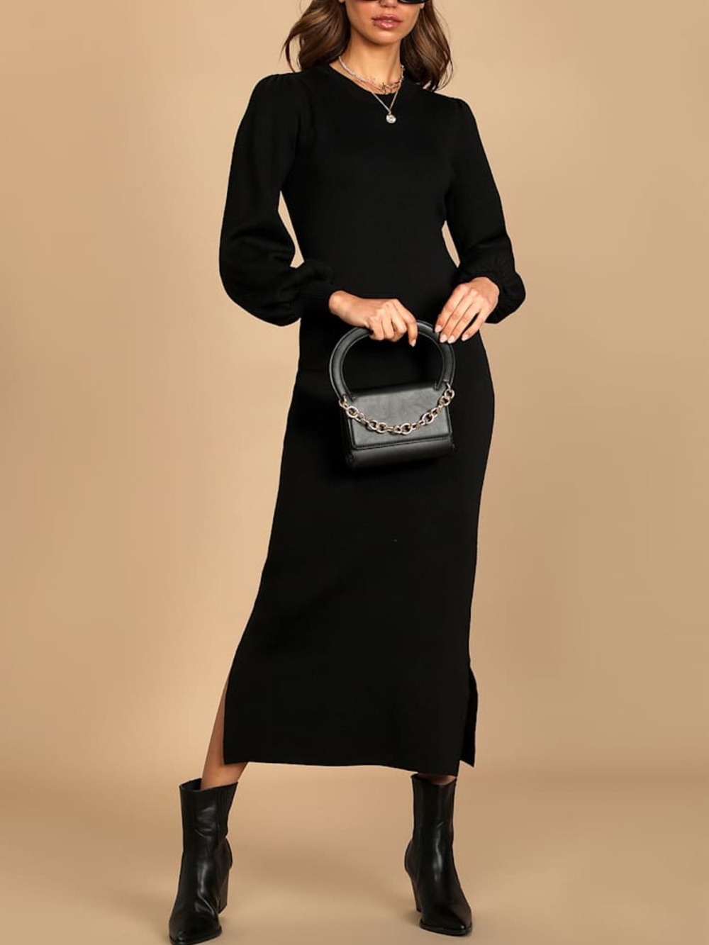Lulu's Black Puff-Sleeve Maxi Dress